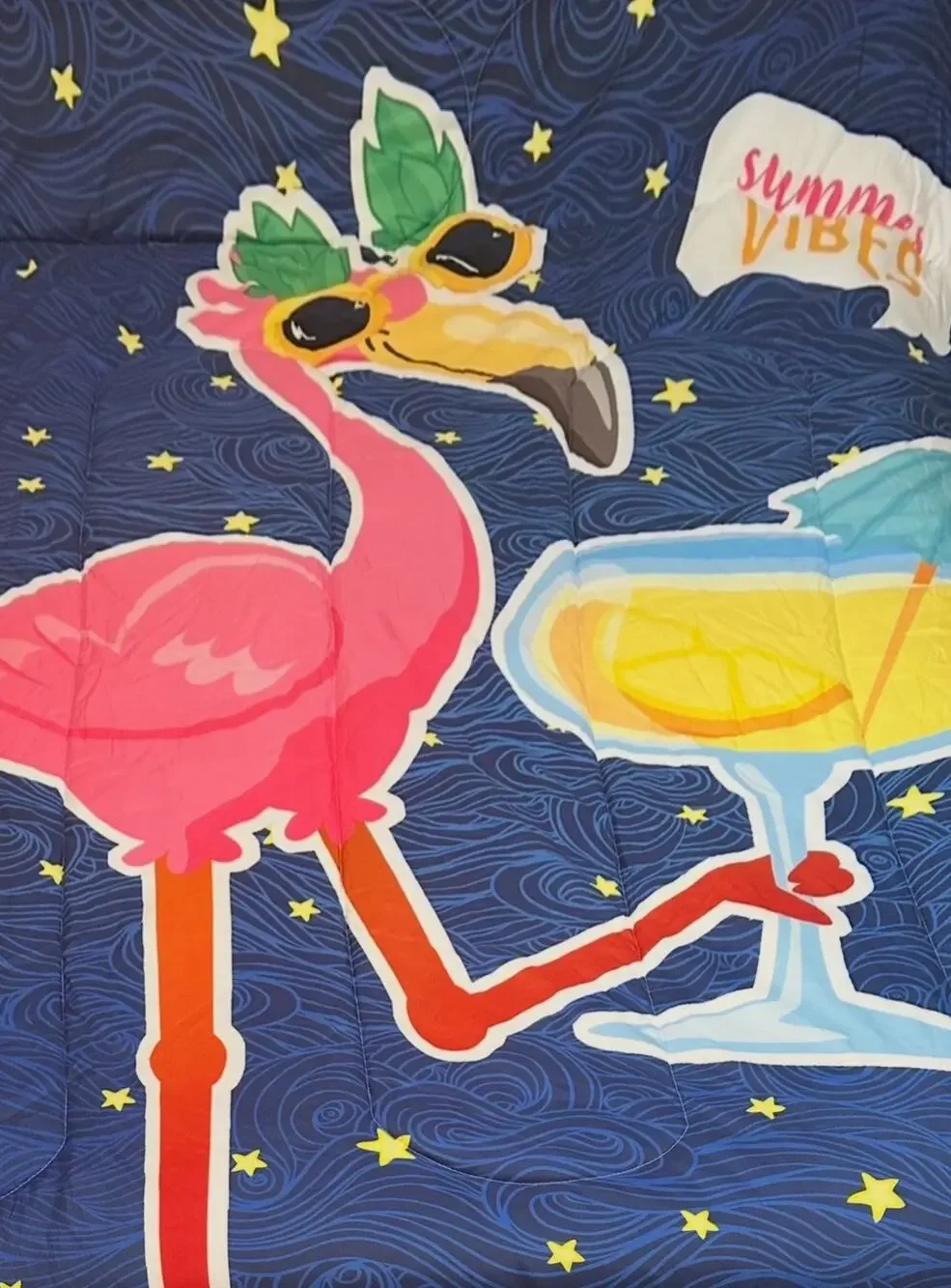 Summer Vibes Flamingo Cocktail Comforter Set